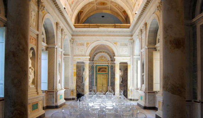 Salone delle Feste, Palazzo Bruschi a Tarquinia - Biblioteca Comunale "Cardarelli"
